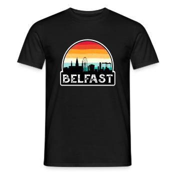 Belfast Northern Ireland Flag Skyline Travel Souve - Men's T-Shirt - black - Front - AI Model Male 178 light (178cm)
