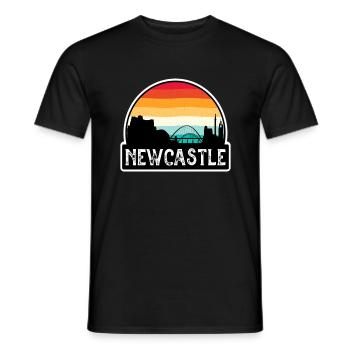 Newcastle England Flag Skyline Travel Souvenir - Men's T-Shirt - black - Front - AI Model Male 178 light (178cm)