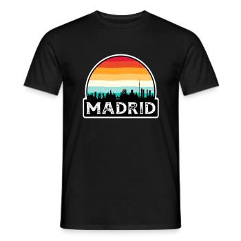 Madrid Espagne Flag Skyline Souvenir de voyage - T-shirt homme - noir - Devant - AI Model Male 178 light (178cm)