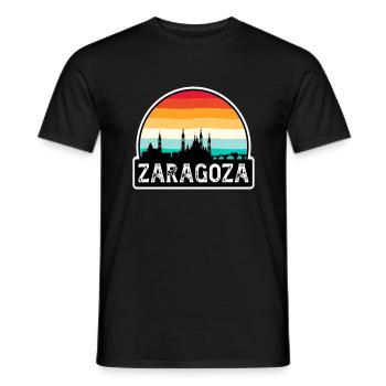 Zaragoza Spanien Flagge Skyline Reise-Souvenir - Männer T-Shirt - Schwarz - Vorne - AI Model Male 178 light (178cm)