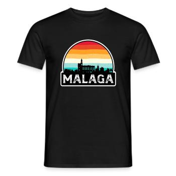 Málaga Spanien Flagge Skyline Reisesouvenir - Männer T-Shirt - Schwarz - Vorne - AI Model Male 178 light (178cm)
