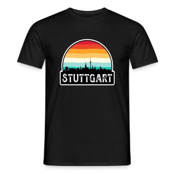 Stuttgart Allemagne drapeau Skyline Souvenir de voyage - T-shirt homme - noir - Devant - AI Model Male 178 light (178cm)
