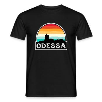Odessa Ukraine Flag Skyline Travel Souvenir - Men's T-Shirt - black - Front - AI Model Male 178 light (178cm)