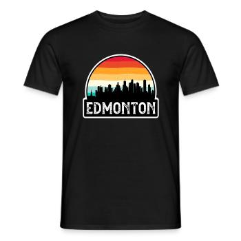 Edmonton Canada Flag Skyline Travel Souvenir - Men's T-Shirt - black - Front - AI Model Male 178 light (178cm)