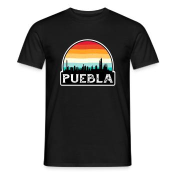 Puebla Mexiko Flagge Skyline Reisesouvenir - Männer T-Shirt - Schwarz - Vorne - AI Model Male 178 light (178cm)