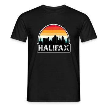 Souvenir de voyage de la ligne d’horizon du drapeau du Canada à Halifax - T-shirt homme - noir - Devant - AI Model Male 178 light (178cm)
