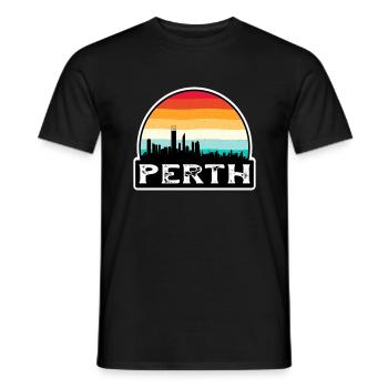 Perth Australien Flagge Skyline Reise-Souvenir - Männer T-Shirt - Schwarz - Vorne - AI Model Male 178 light (178cm)