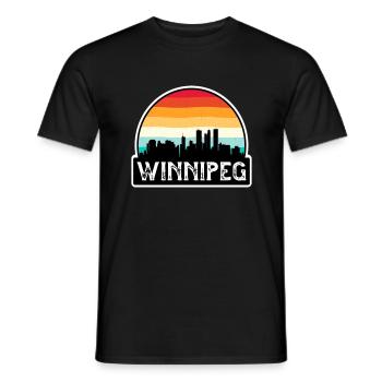 Winnipeg Canada Flag Skyline Travel Souvenir - Men's T-Shirt - black - Front - AI Model Male 178 light (178cm)
