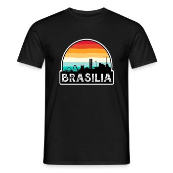 Brasilia Brésil Flag Skyline Souvenir de voyage - T-shirt homme - noir - Devant - AI Model Male 178 light (178cm)