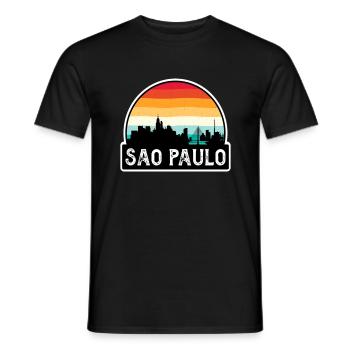 São Paulo Brasilien Flagge Skyline Reisesouvenir - Männer T-Shirt - Schwarz - Vorne - AI Model Male 178 light (178cm)