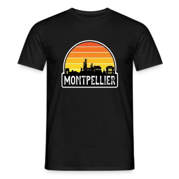 Montpellier Frankreich Flagge Skyline Reisesouvenir - Männer T-Shirt - Schwarz - Vorne - AI Model Male 178 light (178cm)