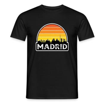 Madrid Espagne Flag Skyline Souvenir de voyage - T-shirt homme - noir - Devant - AI Model Male 178 light (178cm)