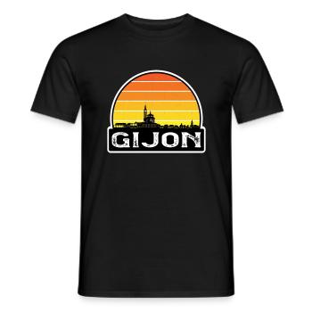 Gijon Spanien Flagge Skyline Reisesouvenir - Männer T-Shirt - Schwarz - Vorne - AI Model Male 178 light (178cm)