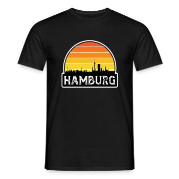 Hambourg Allemagne Flag Skyline Souvenir de voyage - T-shirt homme - noir - Devant - AI Model Male 178 light (178cm)