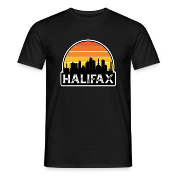 Souvenir de voyage de la ligne d’horizon du drapeau du Canada à Halifax - T-shirt homme - noir - Devant - AI Model Male 178 light (178cm)