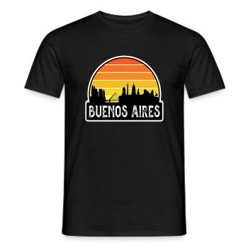 Buenos Aires Argentina Flag Skyline Travel Souveni - Men's T-Shirt - black - Front - AI Model Male 178 light (178cm)