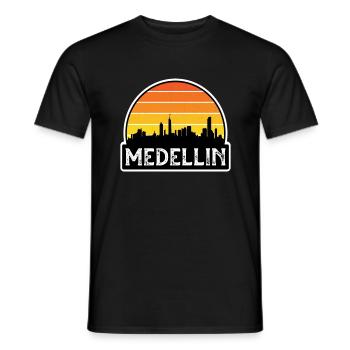 Medellin Kolumbien Flagge Skyline Reisesouvenir - Männer T-Shirt - Schwarz - Vorne - AI Model Male 178 light (178cm)