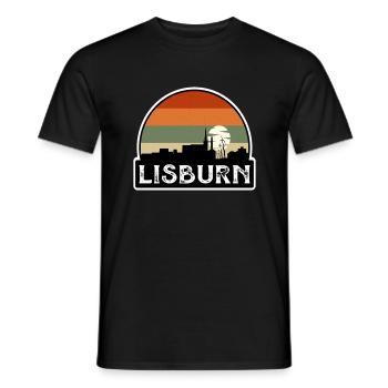 Lisburn Northern Ireland Flag Skyline Travel Souve - Men's T-Shirt - black - Front - AI Model Male 178 light (178cm)