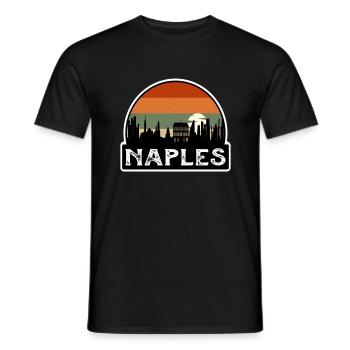 Naples Italy Flag Skyline Travel Souvenir - Men's T-Shirt - black - Front - AI Model Male 178 light (178cm)