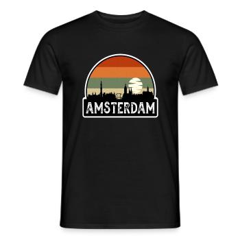 Amsterdam Netherlands Flag Skyline Travel Souvenir - Men's T-Shirt - black - Front - AI Model Male 178 light (178cm)