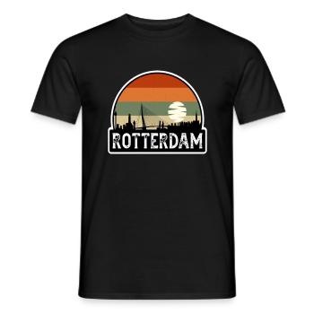 Rotterdam Netherlands Flag Skyline Travel Souvenir - Men's T-Shirt - black - Front - AI Model Male 178 light (178cm)