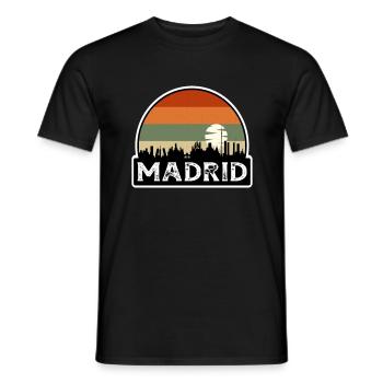 Madrid Spain Flag Skyline Travel Souvenir - Men's T-Shirt - black - Front - AI Model Male 178 light (178cm)