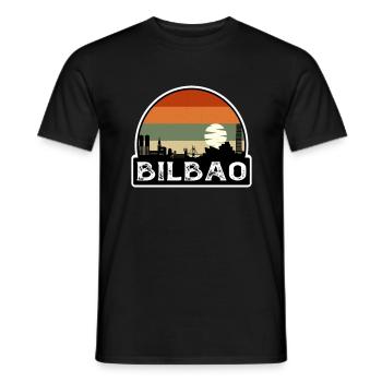 Bilbao Spain Flag Skyline Travel Souvenir - Men's T-Shirt - black - Front - AI Model Male 178 light (178cm)