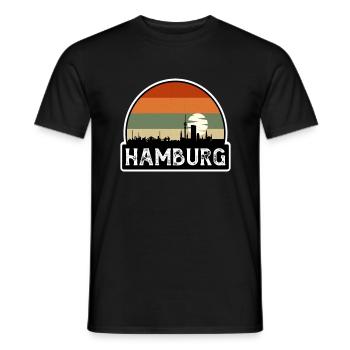 Hamburg Germany Flag Skyline Travel Souvenir - Men's T-Shirt - black - Front - AI Model Male 178 light (178cm)