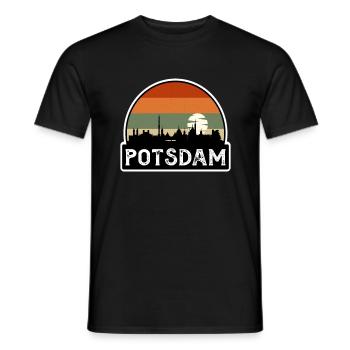Potsdam Germany Flag Skyline Travel Souvenir - Men's T-Shirt - black - Front - AI Model Male 178 light (178cm)