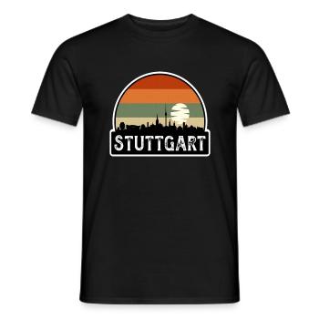 Stuttgart Germany Flag Skyline Travel Souvenir - Men's T-Shirt - black - Front - AI Model Male 178 light (178cm)