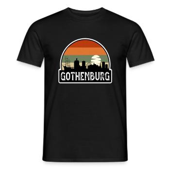 Gothenburg Sweden Flag Skyline Travel Souvenir - Men's T-Shirt - black - Front - AI Model Male 178 light (178cm)