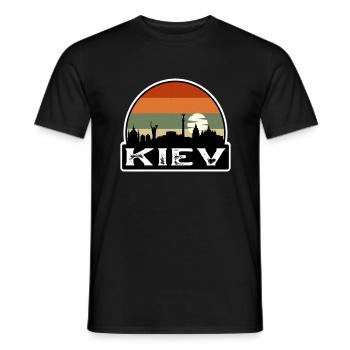 Kiev Ukraine Flag Skyline Travel Souvenir - Men's T-Shirt - black - Front - AI Model Male 178 light (178cm)