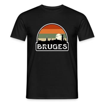 Bruges Belgium Flag Skyline Travel Souvenir - Men's T-Shirt - black - Front - AI Model Male 178 light (178cm)