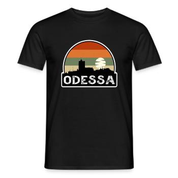 Odessa Ukraine Flag Skyline Travel Souvenir - Men's T-Shirt - black - Front - AI Model Male 178 light (178cm)