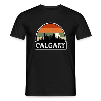 Calgary Canada Flag Skyline Travel Souvenir - Men's T-Shirt - black - Front - AI Model Male 178 light (178cm)
