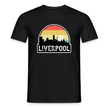 Liverpool England Flag Skyline Travel Souvenir - Men's T-Shirt - black - Front - AI Model Male 178 light (178cm)