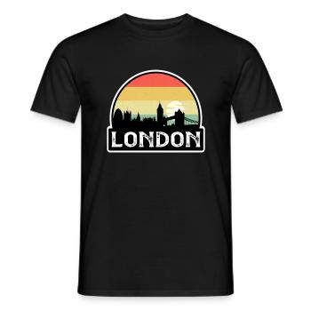 London England Flag Skyline Travel Souvenir - Men's T-Shirt - black - Front - AI Model Male 178 light (178cm)