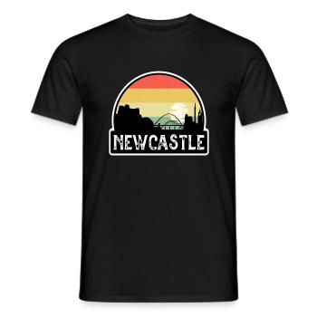 Newcastle England Flag Skyline Travel Souvenir - Men's T-Shirt - black - Front - AI Model Male 178 light (178cm)