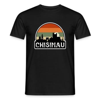 Chisinau Moldova Flag Skyline Travel Souvenir - Men's T-Shirt - black - Front - AI Model Male 178 light (178cm)