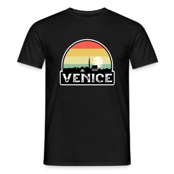 Venedig Italien Flagge Skyline Reisesouvenir - Männer T-Shirt - Schwarz - Vorne - AI Model Male 178 light (178cm)