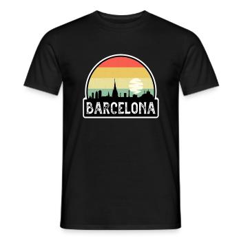 Barcelona Spain Flag Skyline Travel Souvenir - Men's T-Shirt - black - Front - AI Model Male 178 light (178cm)