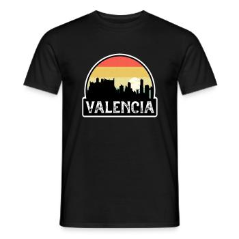 Valencia Spain Flag Skyline Travel Souvenir - Men's T-Shirt - black - Front - AI Model Male 178 light (178cm)