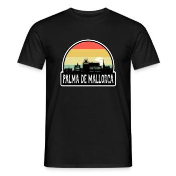 Palma De Mallorca Spain Flag Skyline Travel Souven - Men's T-Shirt - black - Front - AI Model Male 178 light (178cm)