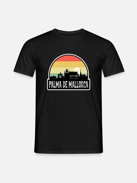 Palma De Mallorca Spain Flag Skyline Travel Souven - Men's T-Shirt - black