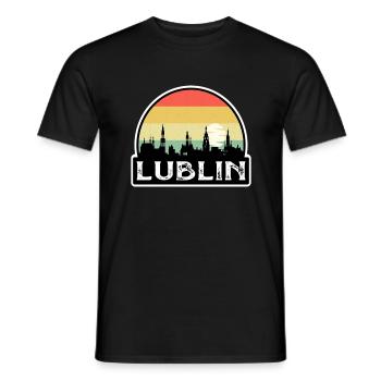 Lublin Pologne Flag Skyline Souvenir de voyage - T-shirt homme - noir - Devant - AI Model Male 178 light (178cm)