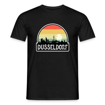 Dusseldorf Germany Flag Skyline Travel Souvenir - Men's T-Shirt - black - Front - AI Model Male 178 light (178cm)