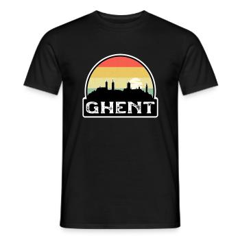 Gand Belgique Flag Skyline Souvenir de voyage - T-shirt homme - noir - Devant - AI Model Male 178 light (178cm)