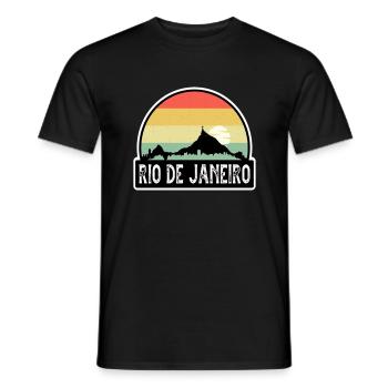 Rio De Janeiro Brasilien-Flagge Skyline Reise-Souvenir - Männer T-Shirt - Schwarz - Vorne - AI Model Male 178 light (178cm)