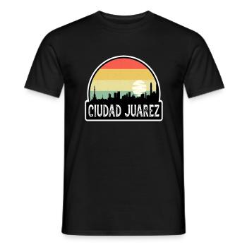 Ciudad Juárez Mexiko Flagge Skyline Reisesouvenir - Männer T-Shirt - Schwarz - Vorne - AI Model Male 178 light (178cm)