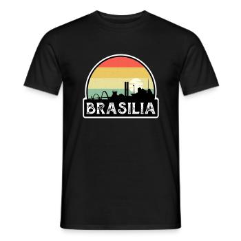 Brasilia Brésil Flag Skyline Souvenir de voyage - T-shirt homme - noir - Devant - AI Model Male 178 light (178cm)